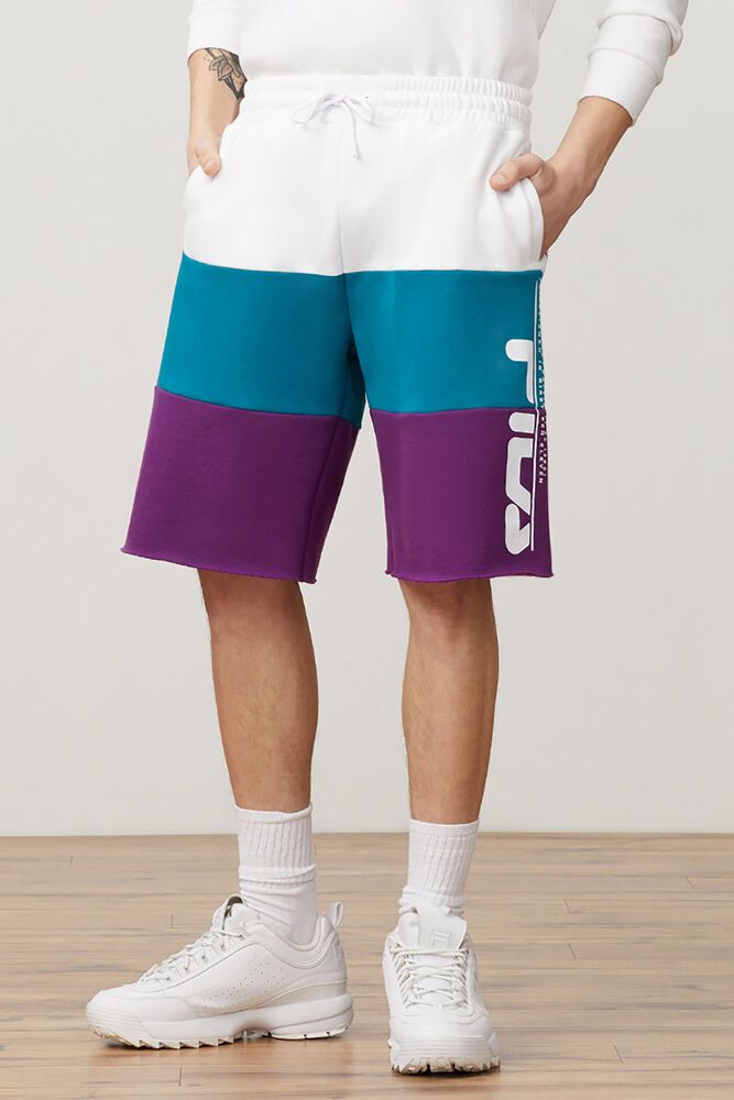 Fila Shorts Stu Mens White/Purple - India AOX-862519